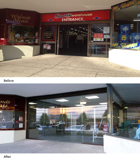 before and after automatic door refurbishment