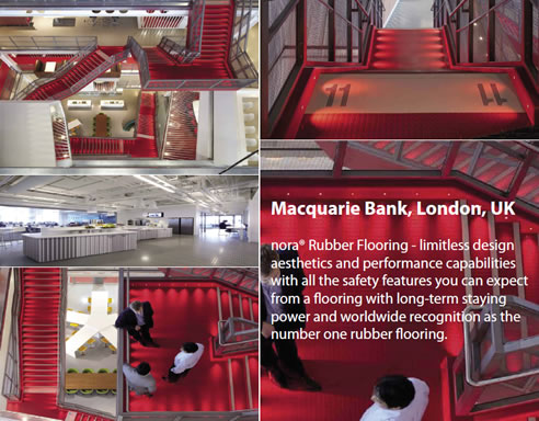 red rubber flooring at maquarie bank london