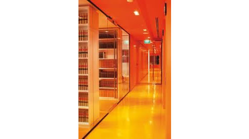 yellow rubber floor in hallway