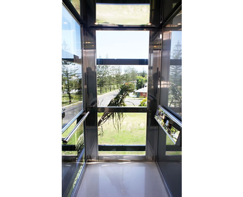 lift with panoramic glass panels