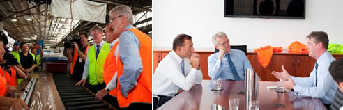prime minister at breezway factory
