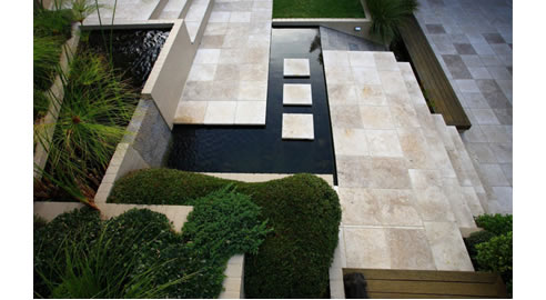 tumbled noce travertine landscape paving