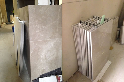 stone panels prepared with slimline supportclips