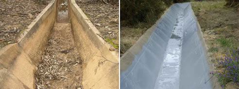 water channel lining before and after