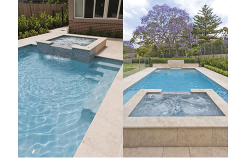 swimming pool finished with travertine
