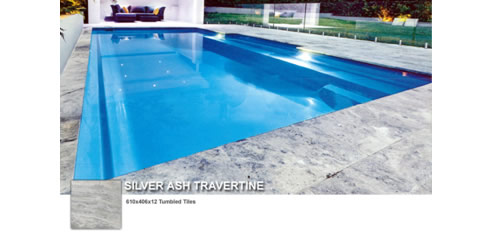 silver ash travertine swimming pool surround