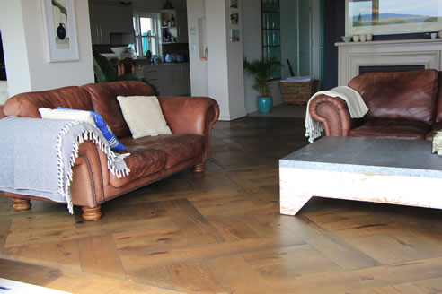 oversized basket weave parquetry floor