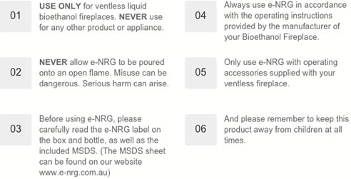 e-nrg important warnings