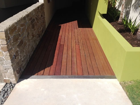 concrete to timber deck drainage channel and grate