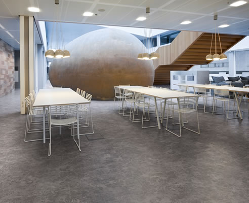patterned sheet vinyl flooring in restaurant