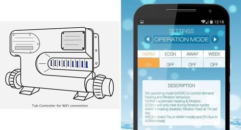 tub controller for wifi connection and mobile app