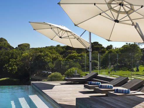 cantilever umbrellas poolside