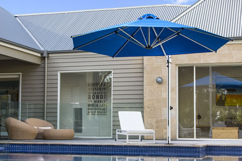 blue cantilever umbrella