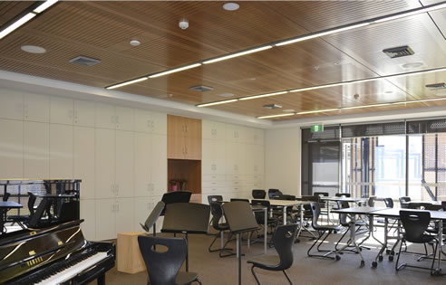 acoustic timber ceiling classroom