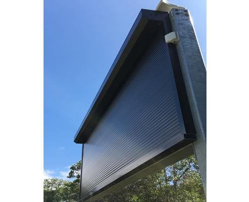 scoreboard protected with roller shutter