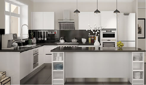 black and white kitchen