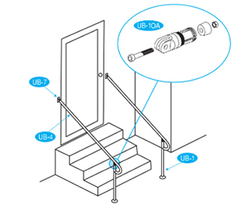 Step Entrance Door Access Hand Rail System