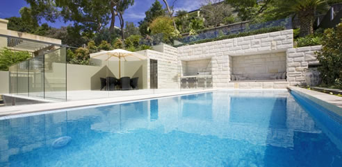 glass mosaic tiled pool