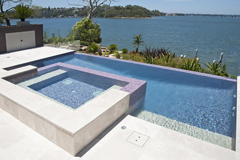 wet edge mosaic tiled pool