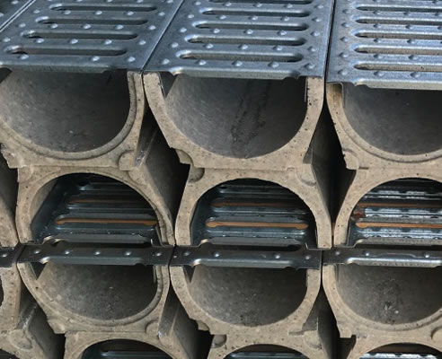 drainage channels with galvanised steel grates