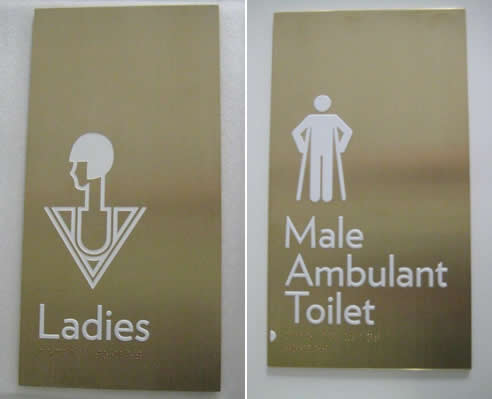 brass braille toilet signs