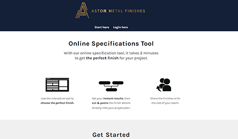 Metal Finishes Online Specification Tool from Astor Metal Finishes