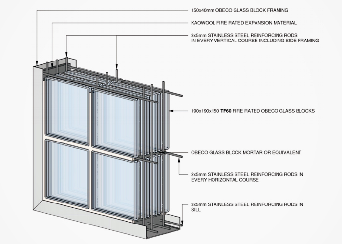 Fire Rated Glass Block Wall System by Obeco Glass Blocks