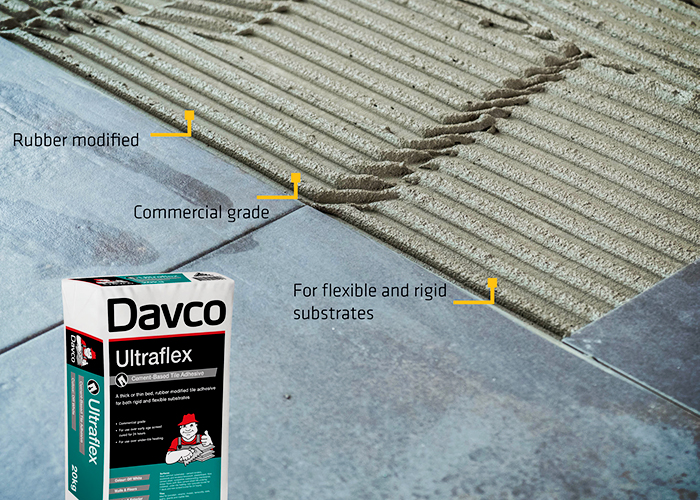 Rubber Modified Cement Adhesive - Ultraflex by Davco
