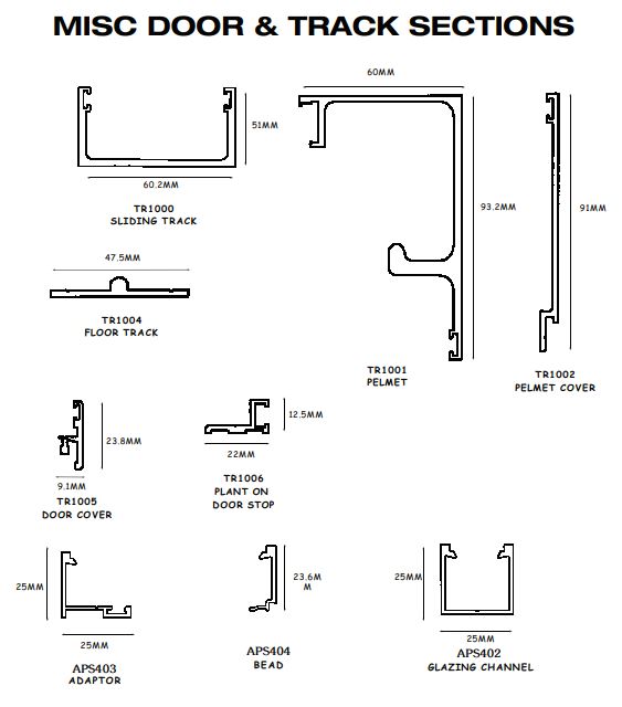 Glazing and Door Track Sections by Aluminium Partition Systems