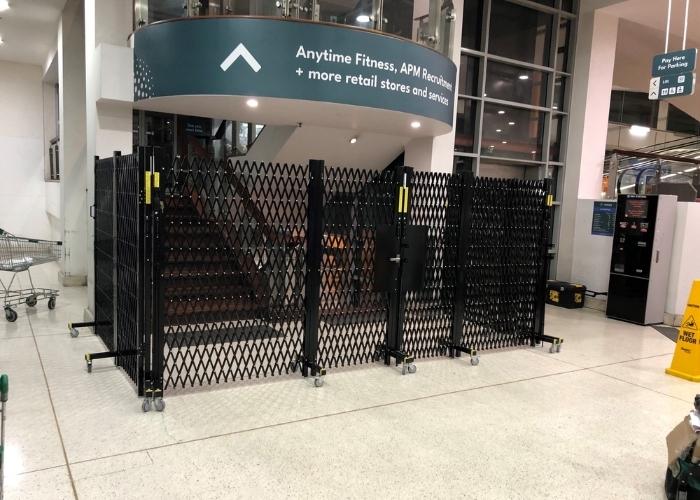 Crowd control barriers in Fairfield City Central