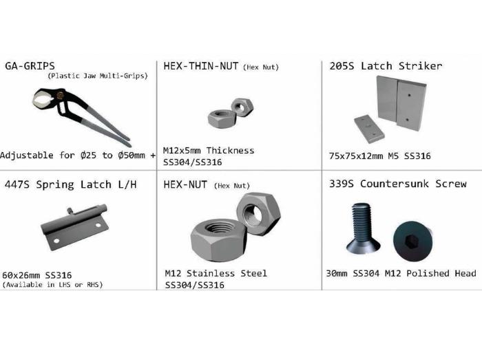 Stainless Steel Glass Fixings Installation Tools from East Coast Industries Australia.