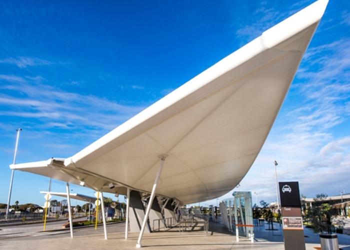Winged Structural PTFE Fibreglass Membranes for Perth Airport by Makmax Australia.