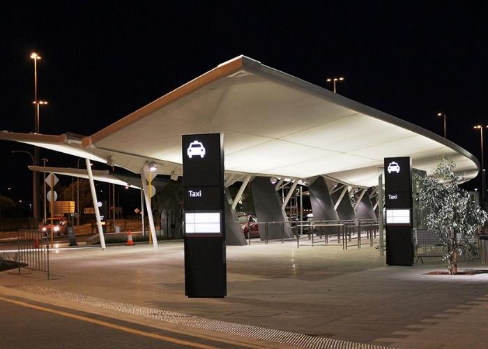 Winged Structural PTFE Fibreglass Membranes for Perth Airport by Makmax Australia.