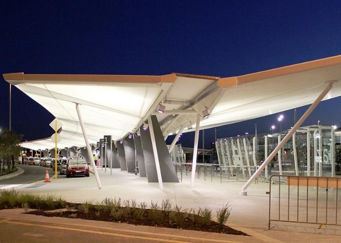 Winged Structural PTFE Fibreglass Membranes for Perth Airport by Makmax Australia.