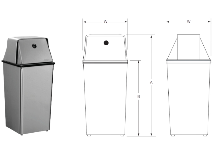 Stainless Steel Free Standing Waste Bin by Star Washroom Accessories