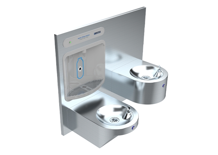 Double Round Drinking Fountain with Hands-Free Bottle Filler from Britex