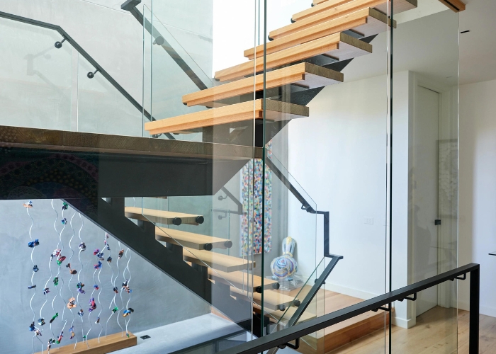 Victorian Ash Wood with Sleek Black Steel Staircase by S&A