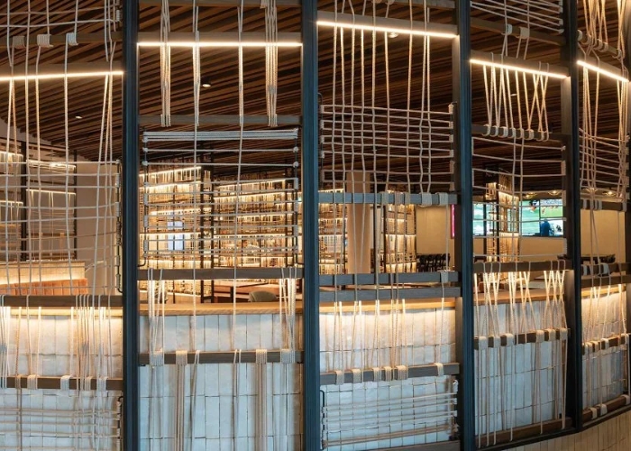 Woven Rope Screens for Restaurant Booths by Di Emme