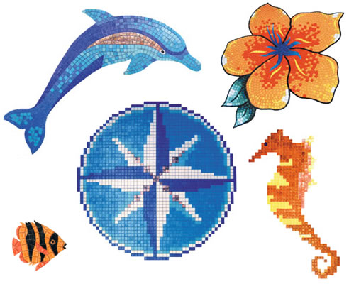 mosaic tile swimming pool features