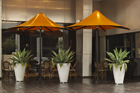orange shade umbrellas