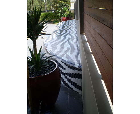 mosaic tiled outdoor seat