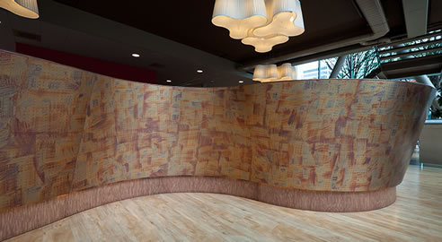 decorative dekodur laminate on curved wall