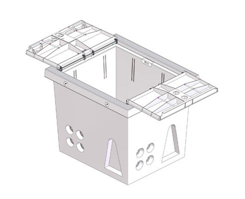 precast concrete pit with lockable steel access cover