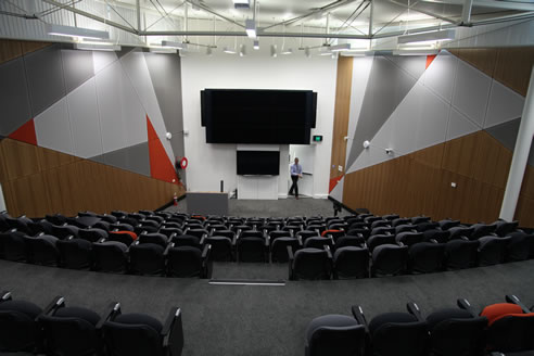 timber panels radford college auditorium