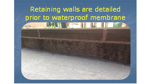 retaining wall prior to waterproofing