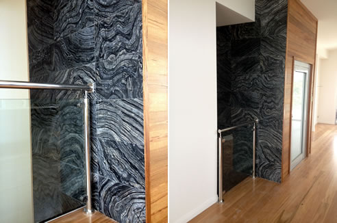 stone panelled wall fixed with stoneclip