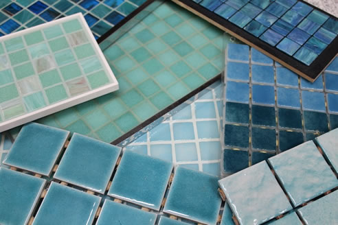 blue-green swimming pool tiles