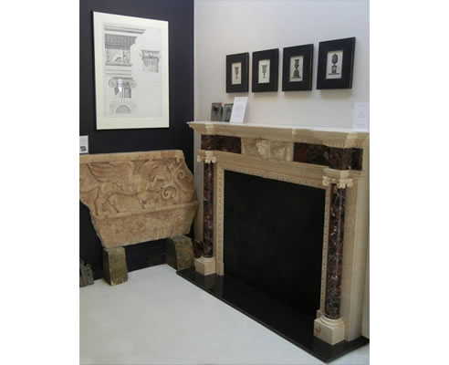 hand carved stone fireplace