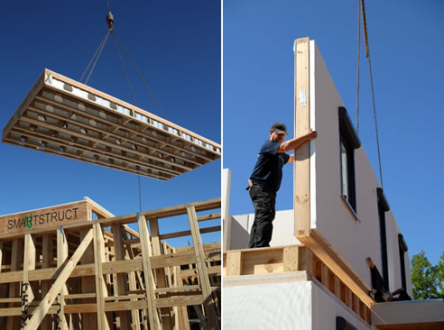 multi-level construction with prefabricated floors and walls