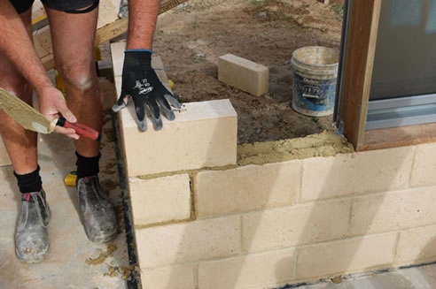 laying timbercrete bricks